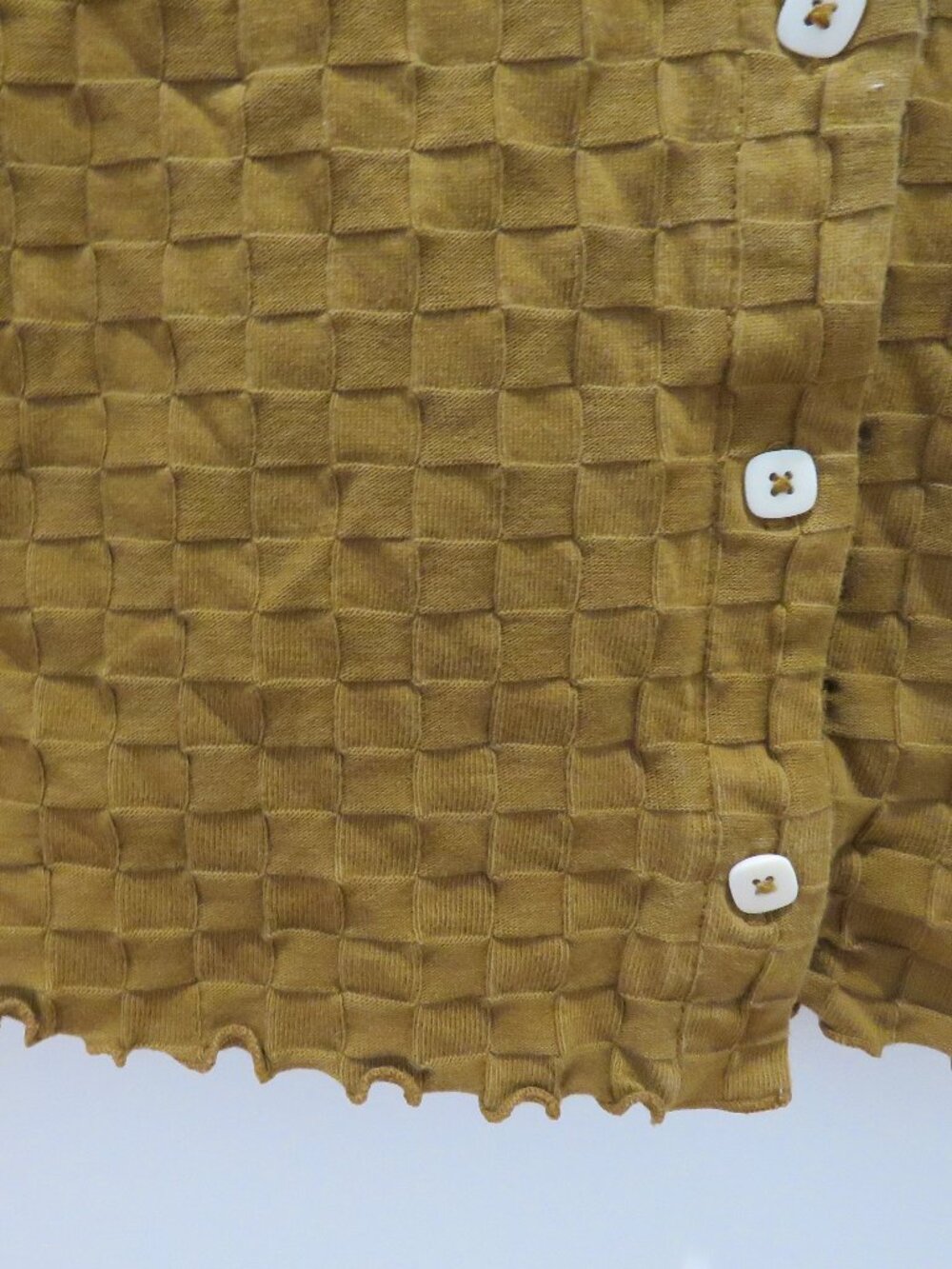 MADEWELL V-Neck Cardigan in Checkerboard Jacquard in Sepia Small Granola Girl - Picture 6 of 13
